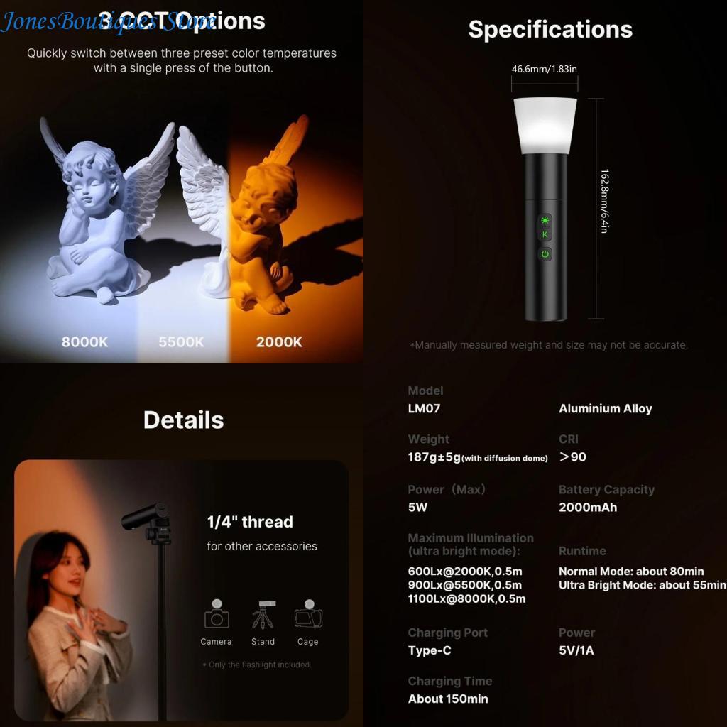 Photography Using Lighting - LM07 Videography Flashlight Zoomable Photography Fill